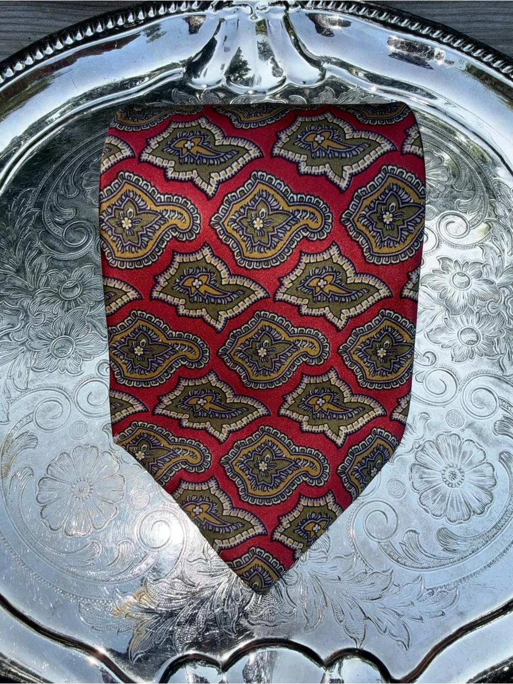 Embassy Square Geometric Paisley Silk Tie